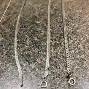 Silver herringbone chain and chainlets